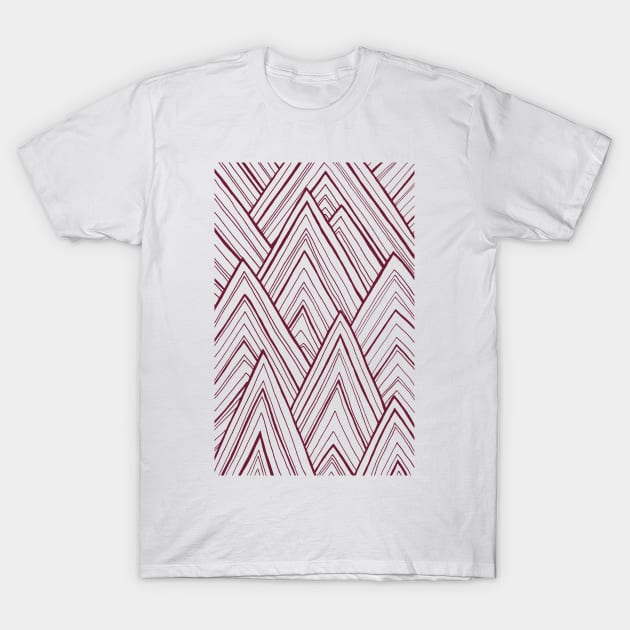 Stripe Mountains - Maroon T-Shirt by sallycummingsdesigns